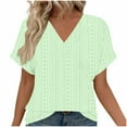 thumbnail image 2 of Weiqiqre Womens Tops Summer Business Casual Blouses V Neck Short Sleeve Shirts Hollow Out Cute Lace Tops, 2 of 5