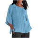 thumbnail image 1 of Tops de Manga Corta para las Mujeres Camiseta de Cuello Redondo de Color Sólido, 1 of 6