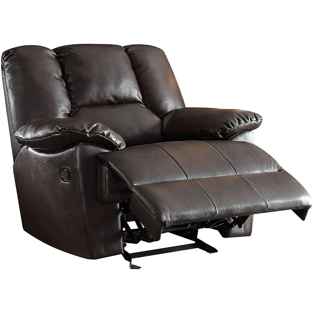 Acme Oliver Glider Recliner With Memory Foam Dark Brown Leather Aire Walmart Com Walmart Com