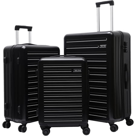 TydeCkare 20/24/28" 3-Piece Hardshell Luggage Set, Black