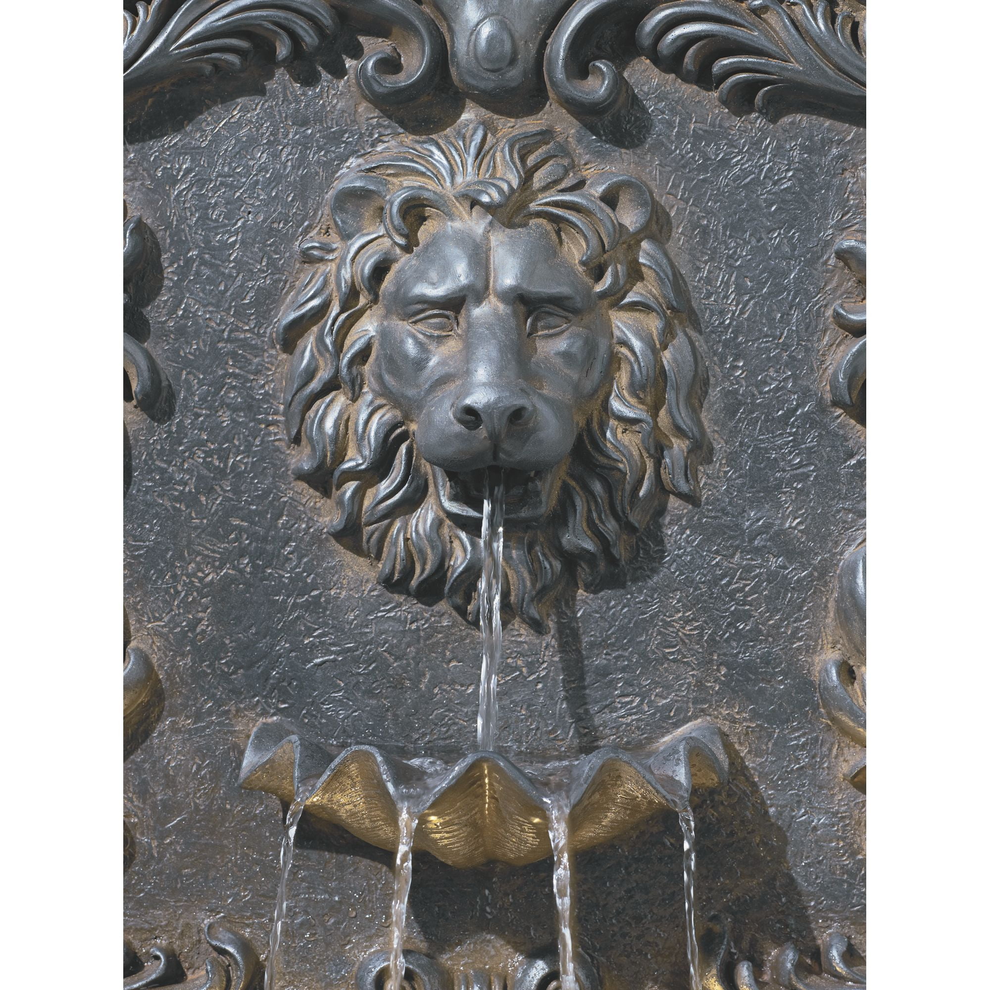 Royal Lion Acanthus 50" High Large Italian Indoor Outdoor Decor Faux Stone Floor Fountain with Light LED