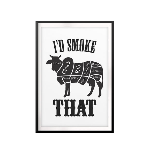 I'd Smoke That (Cow) 11 x 14 UNFRAMED Print Family Wall Art