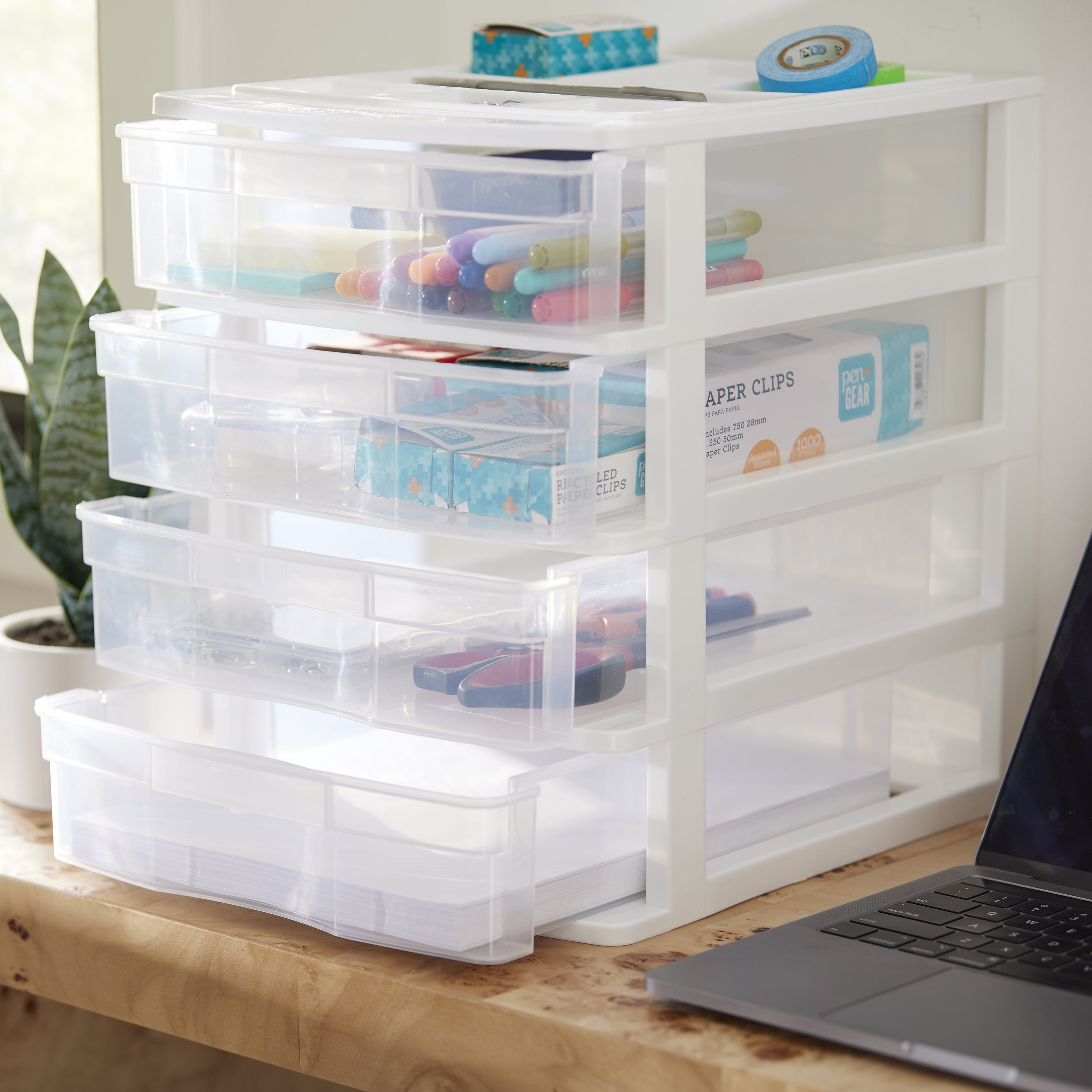 Gracious Living Clear Mini 2 Drawer Desk and Office Organizer with White  Finish, 1 Piece - Gerbes Super Markets