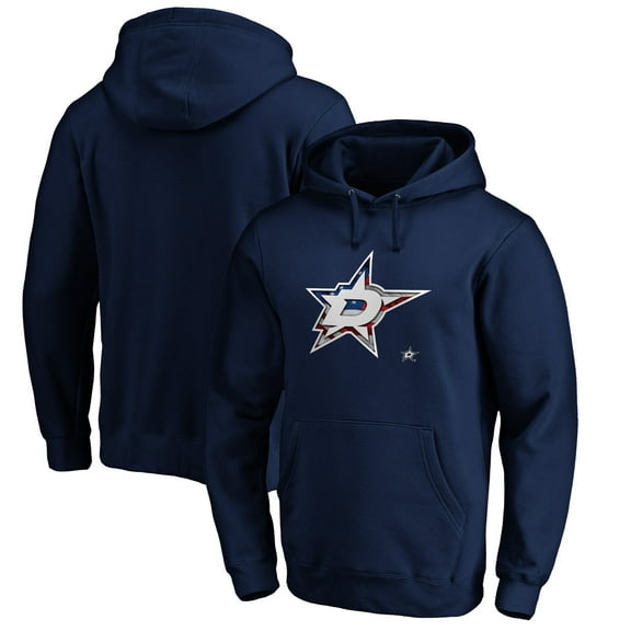 Men's Navy Dallas Stars Banner Wave Logo Pullover Hoodie