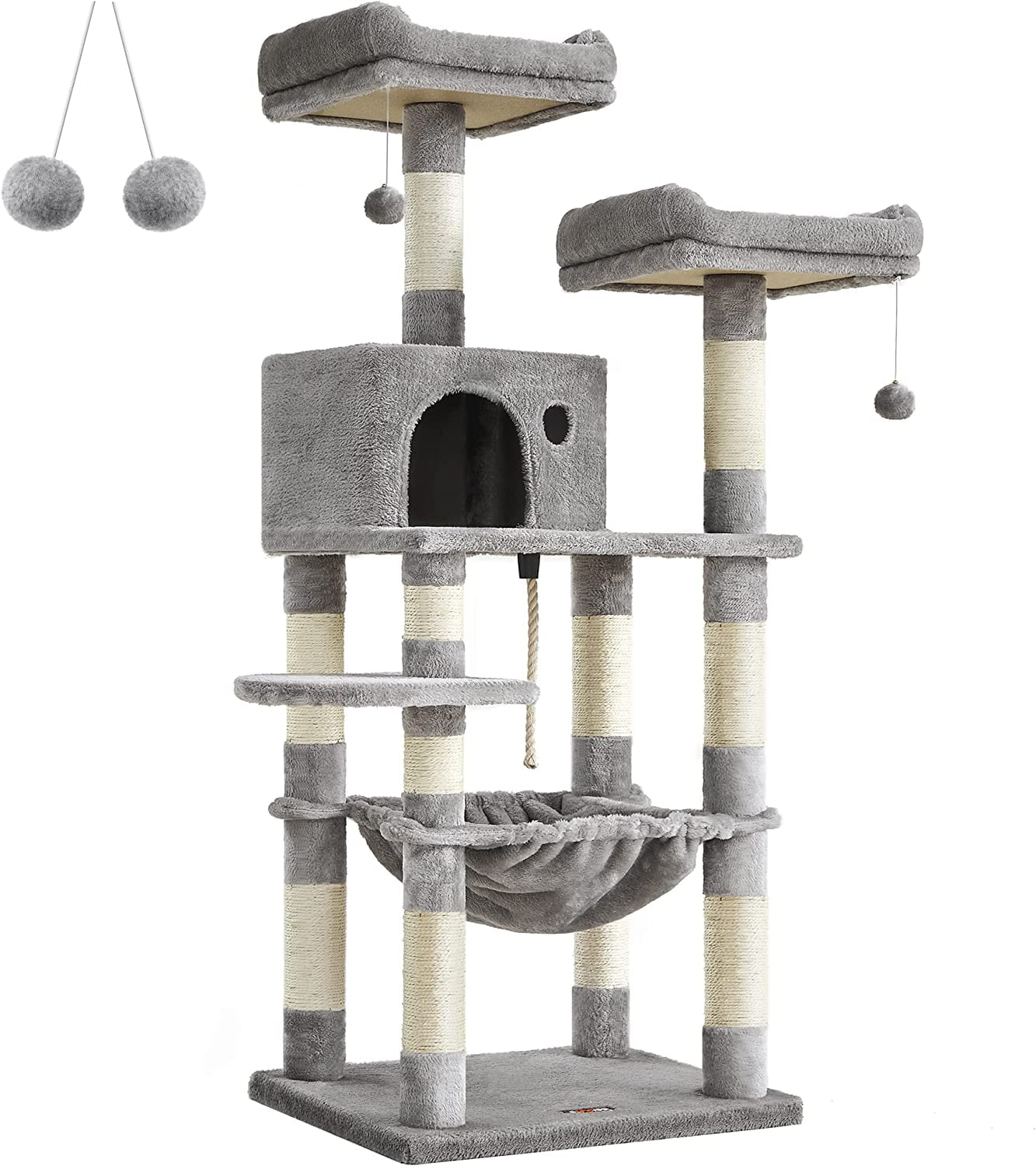 56.3" Cat Tree Cat Tower Cat Condo with Scratching Posts for Indoor Cats Light Gray