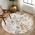 thumbnail image 3 of Farmhouse Leaves Round Area Rug 5 FT, Non Slip Bedroom Rugs, Pastoral Vintage Flowers Botanical Washable Soft Circular Carpet Non-Shedding Floor Mat for Kitchen Dining Room Foyer Balcony Dorm, 3 of 8