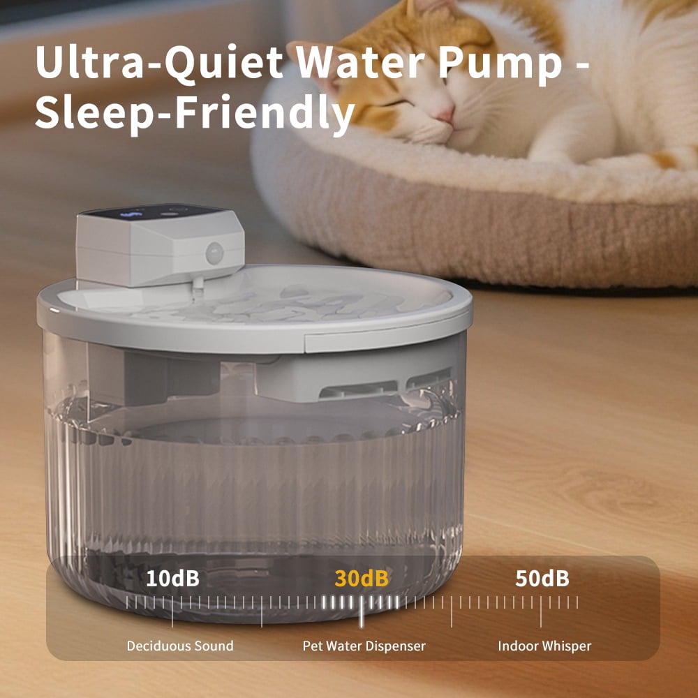 2000ML Sensor-Activated Cat Water Fountain - 50-Day Runtime, Ultra-Quiet 30dB