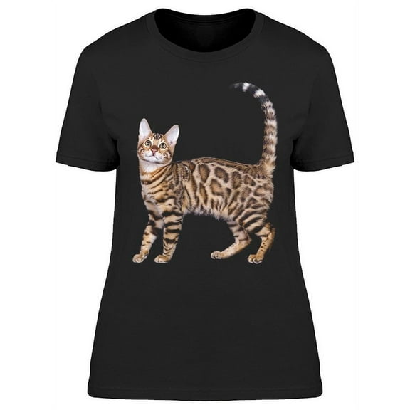 Cute Smiling Bengal Cat T-Shirt Women -Image by Shutterstock, Female Small