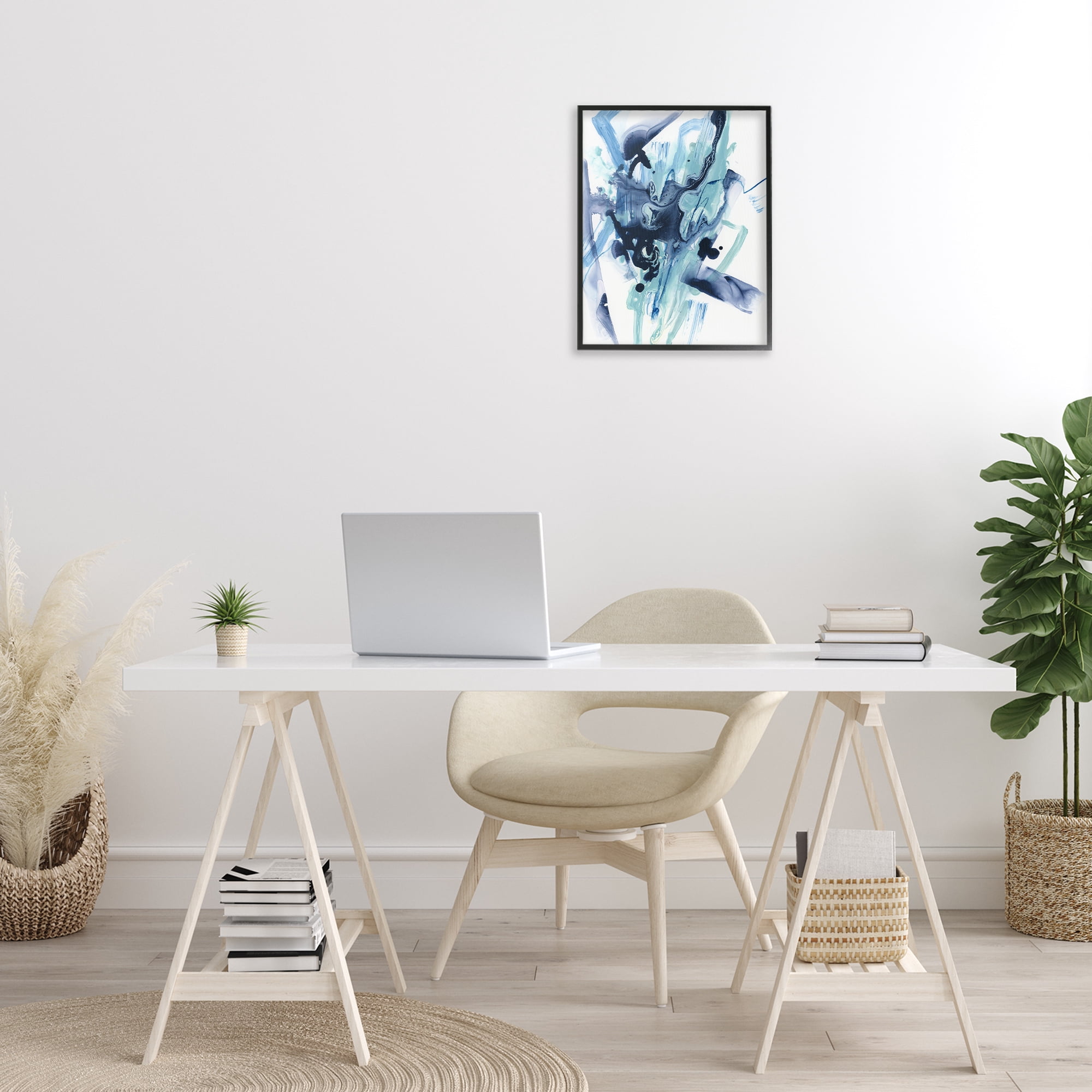 Stupell Industries Fluid Chaotic Abstraction Abstract Painting Black Framed Art Print Wall Art, 16 x 20