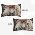 thumbnail image 2 of Gukieu Vintage Floral White Horse Print Plush Pillow Cover, Hidden Zipper Pillow Protector without Pillow Core, Suitable for Bedroom, Office, Car Decoration-20"x30", 2 of 6