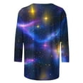 thumbnail image 4 of Staron Liquidation Chemises d'Été pour Femmes Col Rond Manches 3/4 Blouses Imprimé Mode T-Shirt Basique Graphique Tuniques Tendance d'Été, 4 of 5