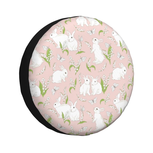 Fotbe Rabbit Funda de Llanta de Repuesto con Estampado, Engrosada, Ajuste Universal para Jeep, Remolque, RV, SUV, Camión-16 inch