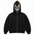 thumbnail image 2 of FOPSUFGWFO Halloween Demon Face Print Hoodie for Men Full Zip Ghost Mask Graphic Sweatshirt Long Sleeve Tops for Cosplay, Party XL, 2 of 4