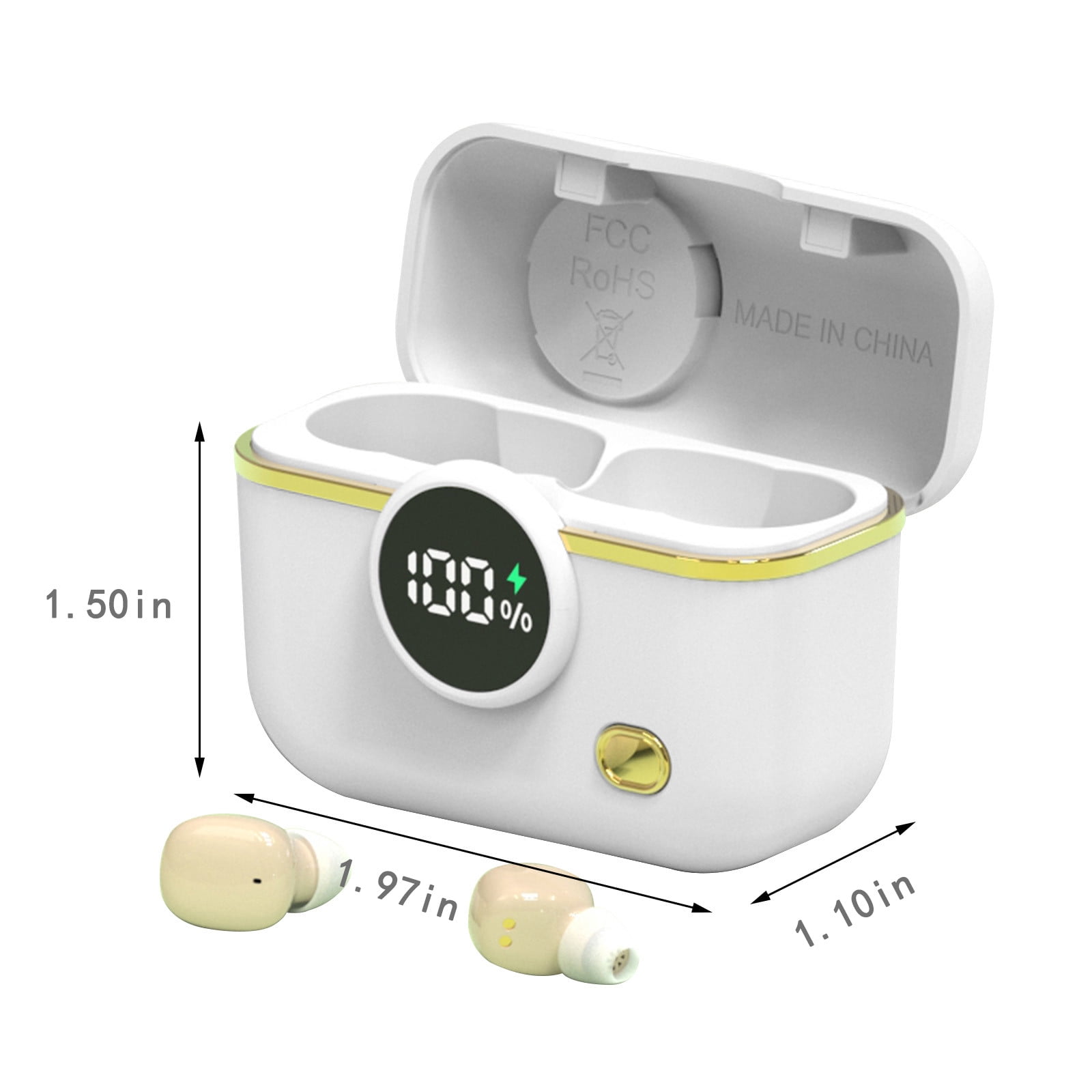 Bluetooth Headphones True Wireless Earbuds 60H Playback LED Power Display Earphones with Wireless Charging Case IPX5 Waterproof in-Ear Earbuds with Mic for Smart Phone Laptop TV Computer Sports