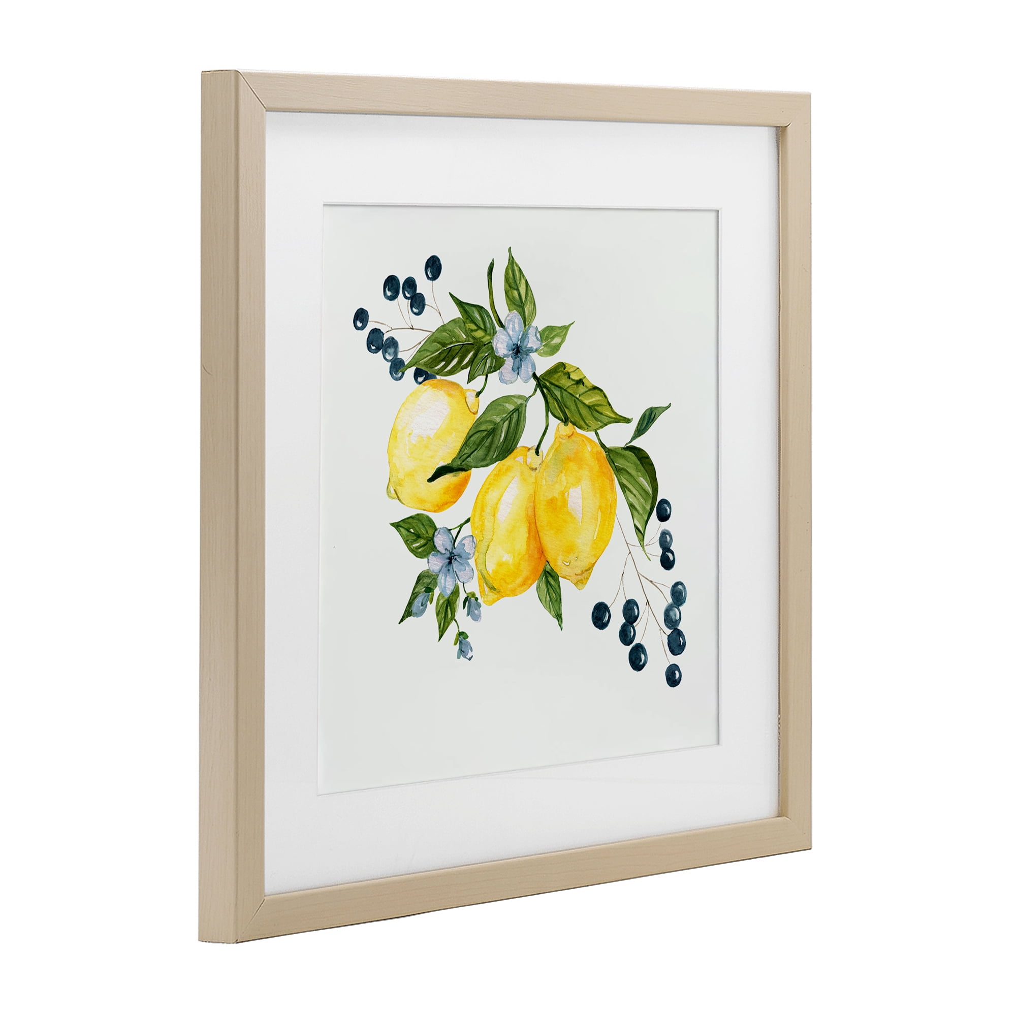 Stupell Industries Lemons with Blossoms & Berries Birch Framed Print Under Glass, design by Livi Finn
