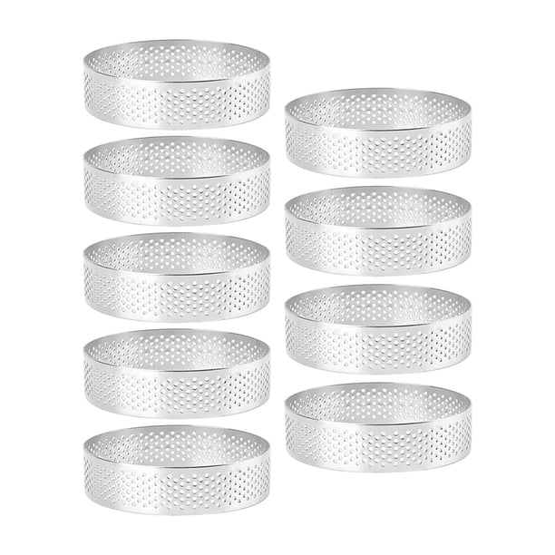 Paquete de 9 Anillos de Tarta Redondos, Anillos de Mousse, Anillos de Mousse Perforados Resistentes Al de Acero Inoxidable, Molde de Anillo Redondo de Metal
