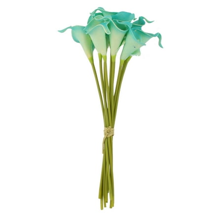 Calla Lilies Delivery Wedding Party Room Decor Calla Lily Artificial Flowers Bouquet Cyan Light Blue 10 Pcs ()