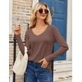 thumbnail image 5 of Zeagoo Long Sleeve Shirt for Woman V-Neck T Shirt Solid Casual Basic Tops Fall Tees Summer Clothing, 5 of 8