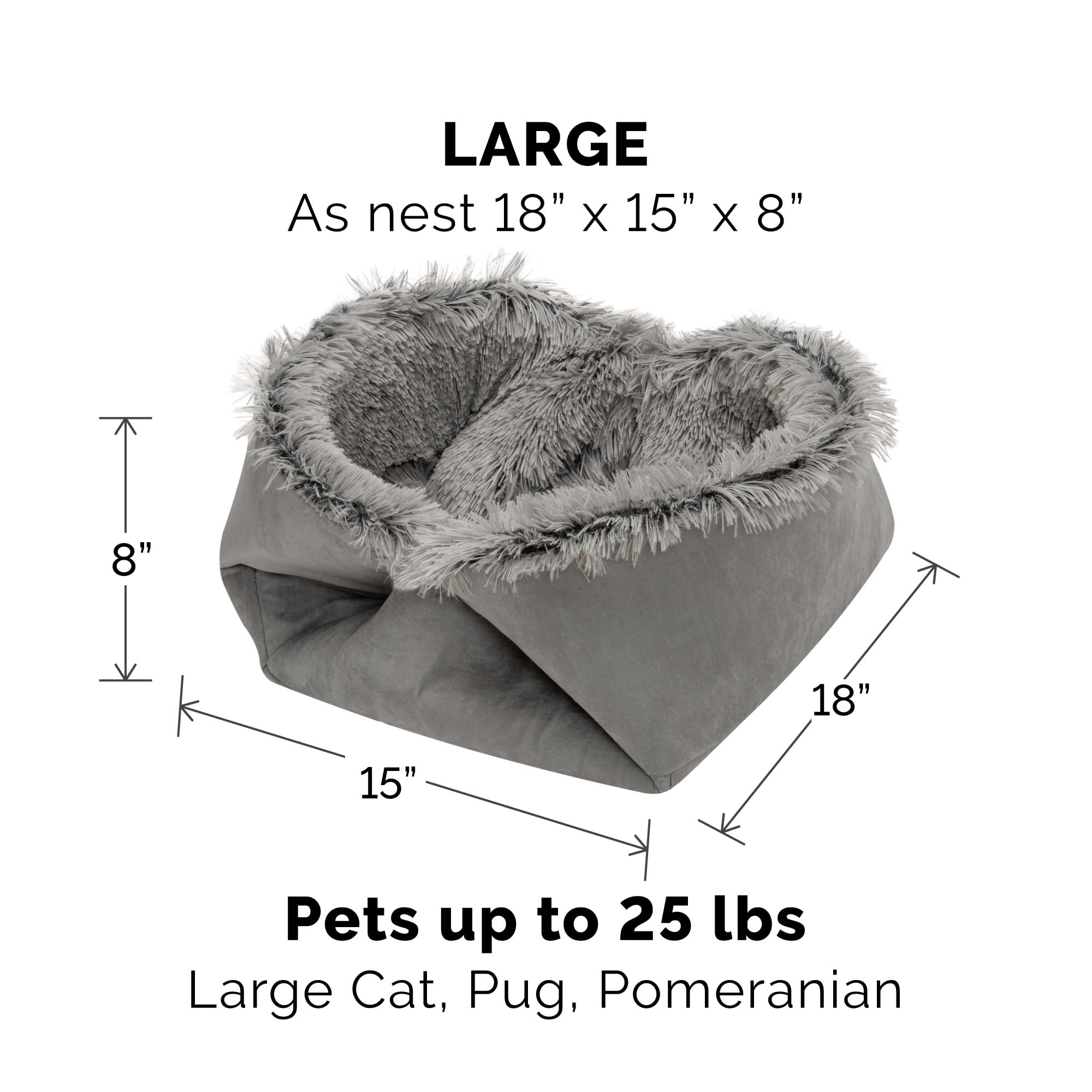 FurHaven | Convertible Self-Warming Cuddle Pet Mat & Bed for Dogs & Cats, Gray, Large