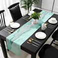 thumbnail image 3 of Aqua Marble Table Runner 72 Inches Long, Modern Abstract Waves Silvery Farmhouse Kitchen Coffee Dining Table Decoration for Home Party Birthday Wedding Home Decor 14x72 Inches, 3 of 8