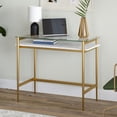 thumbnail image 4 of Henn&Hart 36" Brass/Faux Marble Metal/Glass/Faux Marble Home Office, 4 of 7