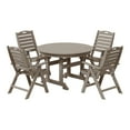 thumbnail image 2 of WestinTrends Malibu 5-Piece HDPE Round Patio Dining Table Set with Foldable Chairs, Weathered Wood, 2 of 15