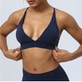 thumbnail image 4 of Running Girl Sports Bra Women Full-Coverage Bra Feature V-Neck No Underwire Bra Style W-973 Hook and Eye Closure Full-Coverage Bra Blue-b XXL, 4 of 6