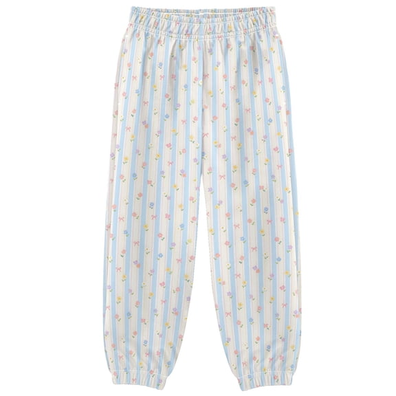 Flower Stripe Boys Pants Kids Casual Sweatpants Joggers Toddler Sports Pants 3-10 Years