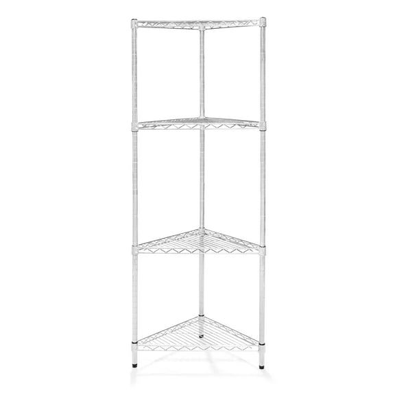 Shelving Inc. 18"d Triangle Corner Wire Shelving with 4 Tier Shelves - 54" h, Weight Capacity 800lbs Per Shelf