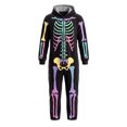 thumbnail image 6 of Halloween Onesie Adult Bone Skeleton Long Sleeve Hooded Pajamas for Women Men Soft Plush One Piece Jumpsuits Loungewear Romper Unisex Outfit Fall Winter, 6 of 6