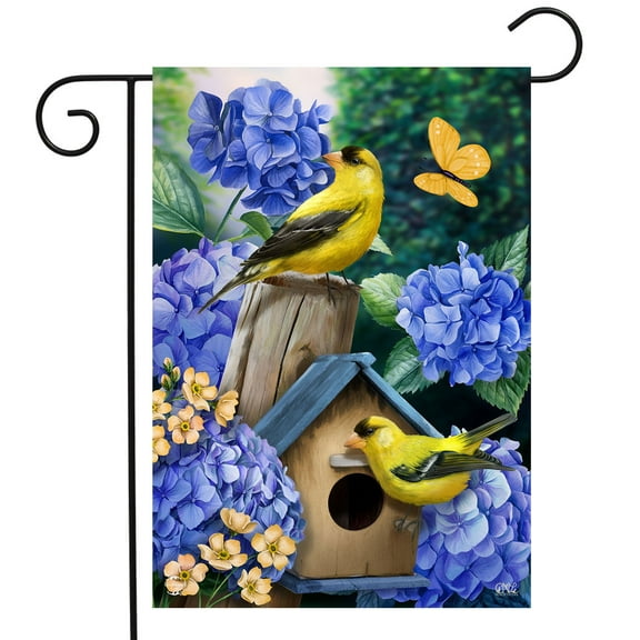 Briarwood Lane Goldfinches and Hydrangea Garden Flag