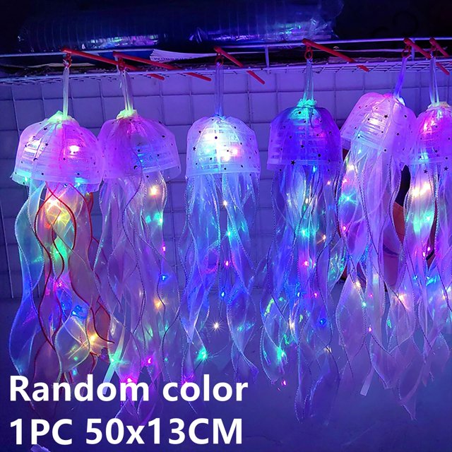 Lámpara de Medusa portátil para niños, linterna colgante para dormitorio, luz nocturna debajo del mar, colorida, sirena, Océano, fiesta, decoración del hogar