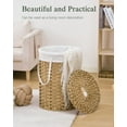 thumbnail image 3 of MX-Laundry Hamper with Lid Laundry Basket with Lid 19.0 Gal (72 L) Round Wicker Laundry Basket Handwoven Rattan Hamper Removable Bag 2 Mesh Bags Handles for Living Room Bathroom Natural, 3 of 8