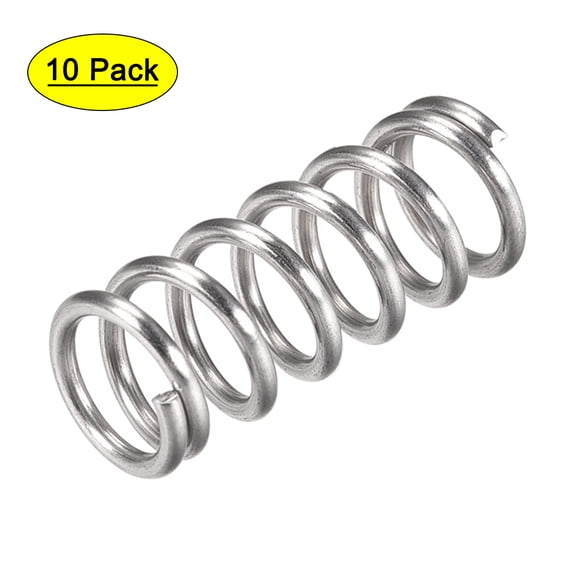 12mm x 1.6mm x 30mm 304 Stainless Steel Compression Spring 63.2N Load Capacity 10Pcs