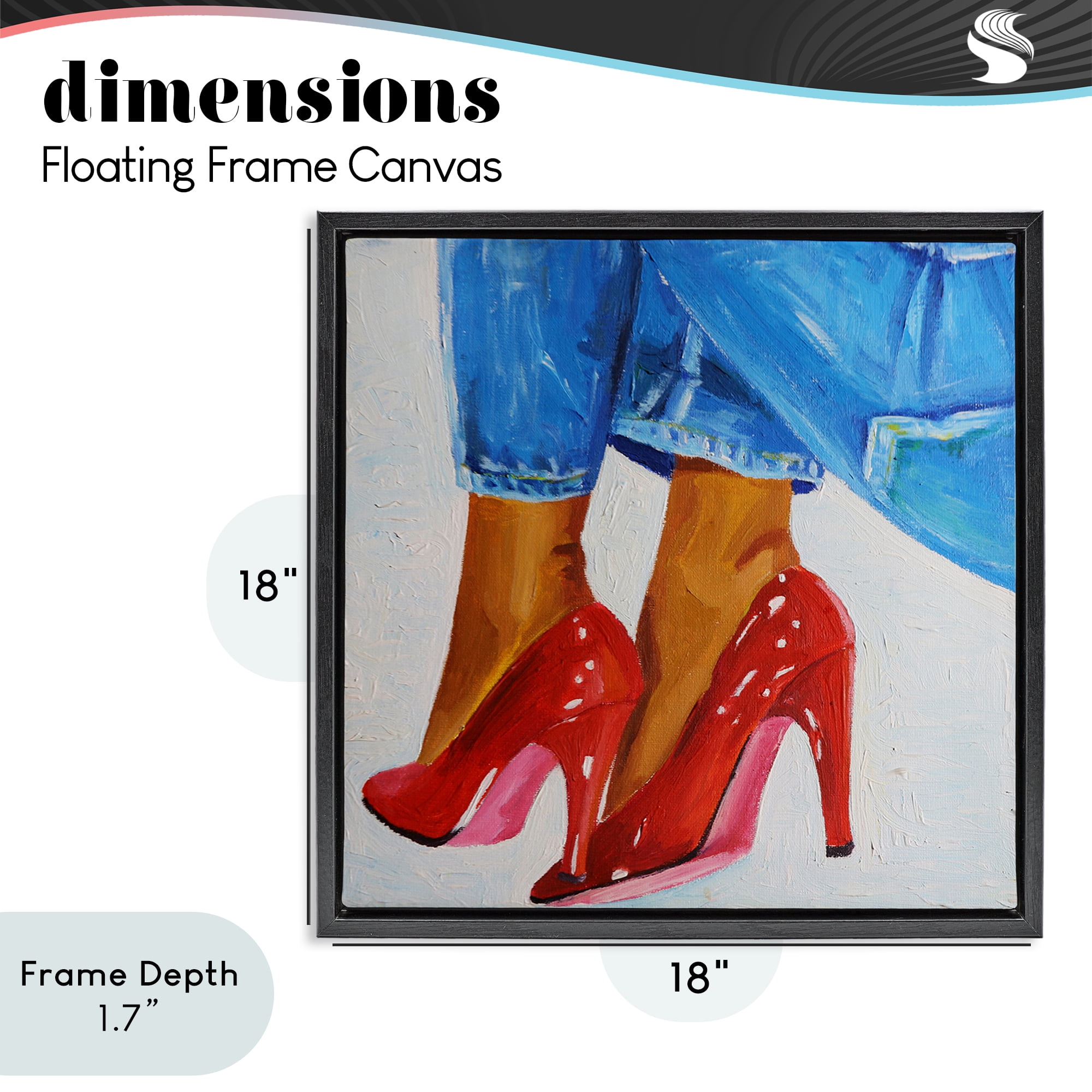 Stupell Industries Glossy Red Pumps & Jeans Black Framed Floater Canvas Wall Art, design by Violeta Vollmer