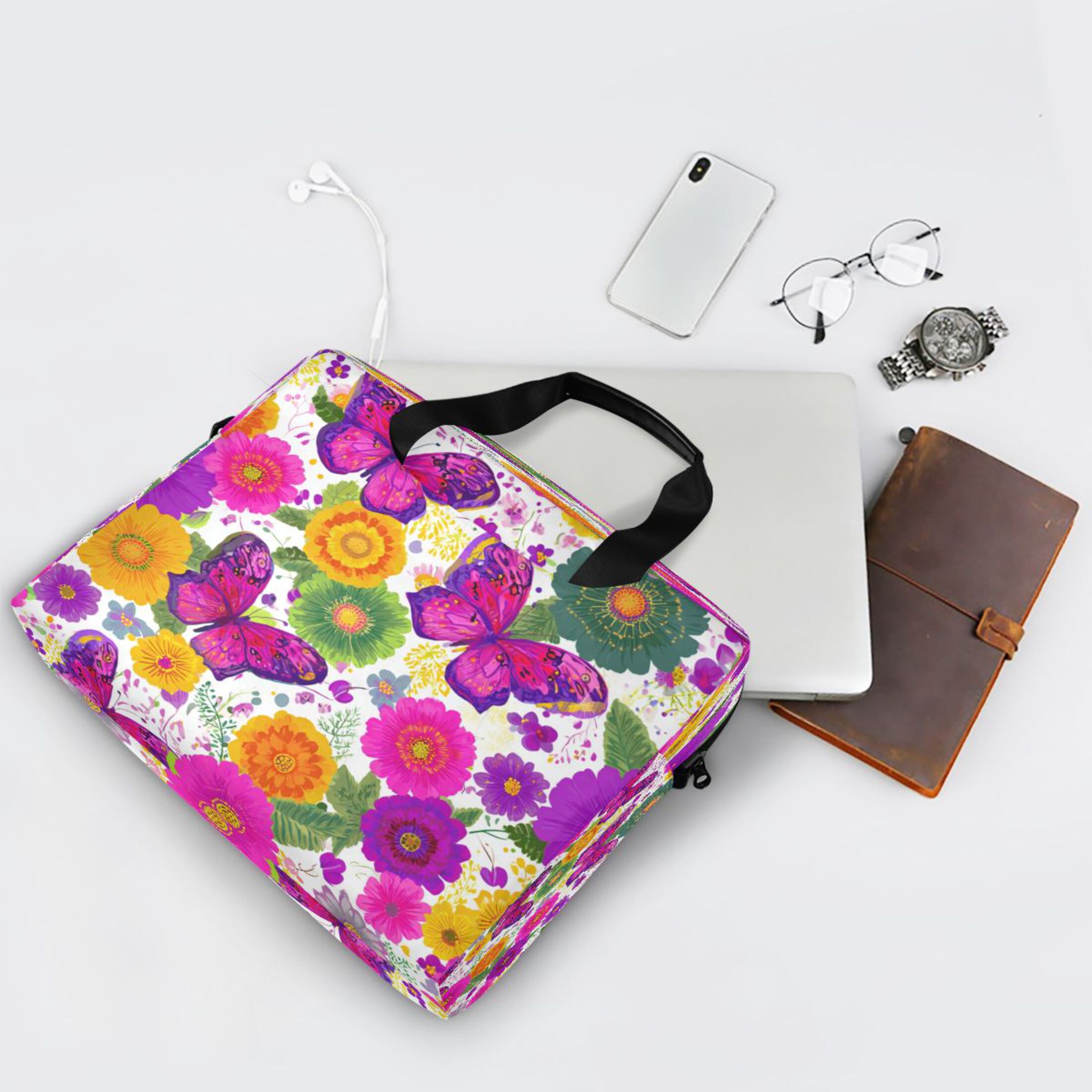 Laptop Bag Laptop Briefcase 15.7 x 3 x 11.8 Inches Laptop Bag Briefcases Laptop Storage Travel Laptop Bag Work Laptop Bag Vibrant Butterflies