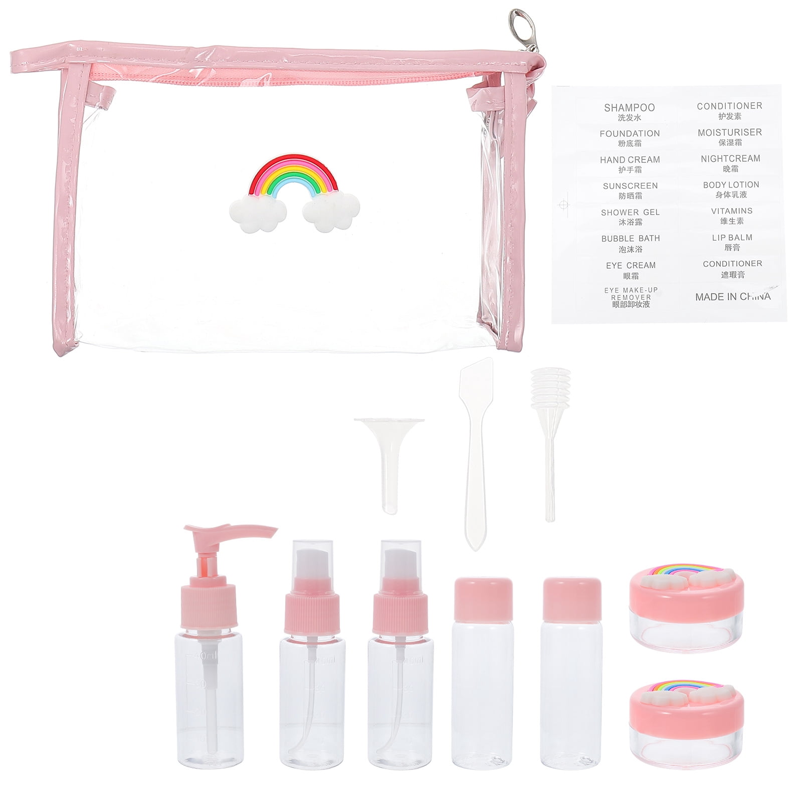 ROMANSENTIAL Durable Travel Bottle Kit Pink PP Material for Gym and Hotel Use
