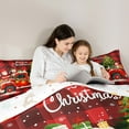 thumbnail image 4 of Manfei Cartoon Xmas Truck Twin Bedding Sets 7 Pieces, Santa Claus Tree Snowman Bedding Comforter Set, Red Black Plaid Chekcered Sheet Sets, Breathable Home Decor, 4 of 8