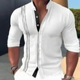 thumbnail image 2 of WREESH Mens Hawaiian Beach Shirt Dress Shirts Workout Shirt Slim Fit Suit Shirt Solid Color Long Sleeve Pullover Causal Button Up Undershirt White, 2 of 6
