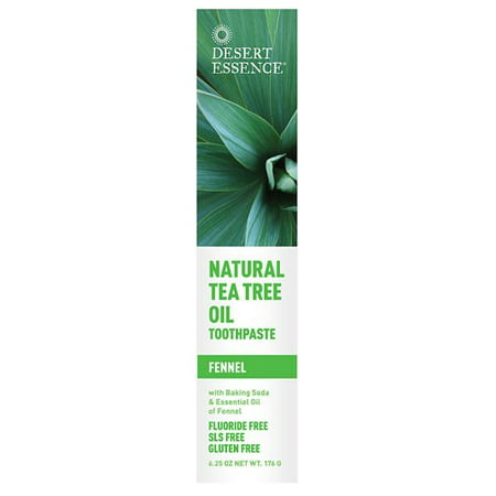 Desert Essence Natural Tee Tree Oil Fluoride-Free Toothpaste, Fennel, 7