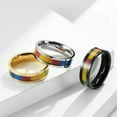 thumbnail image 6 of 6MM Rainbow Band Titanium Steel Fashion Silver/Gold/Black Polished Ring Sz 6-12, 6 of 8