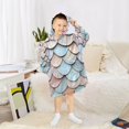 thumbnail image 6 of FORMRS Wearable Blanket Hoodie with Sleeves for Kids Cozy Flannel Sweatshirt, Blue Shimmering Pattern, 6 of 7