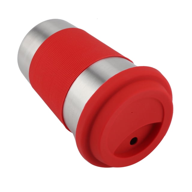 Botella de agua de acero inoxidable de 500 ml con tapa de silicona y aislamiento térmico (roja)
