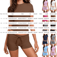 thumbnail image 4 of Women's Cotton 2 Piece Shorts Set Short Sleeve Casual Summer Matching Outfit, 4 of 9