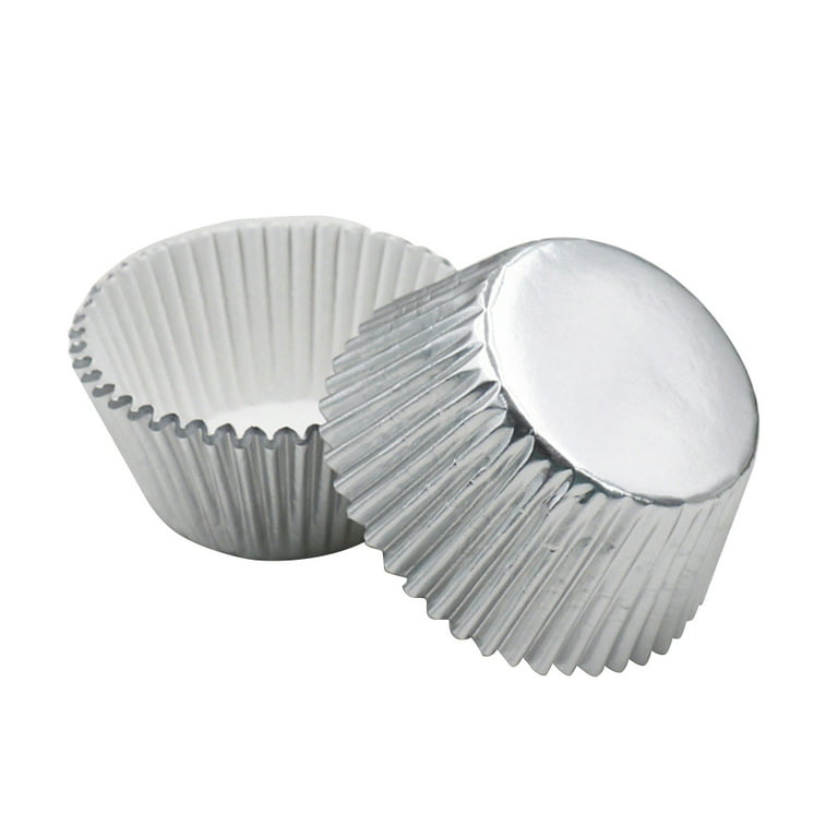 qiqee Silver Foil Cupcake Liners For Baking 300pcs Baking Cups Thick ＆  Sturdy, Oil Resistance, Muffin Liners Paper(Standard Size)