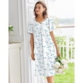 thumbnail image 5 of Ekouaer Nightgowns for Women Cotton House Dress with Pockets Short Sleeve Mumu Dress Embroidered Lounge Dress, 5 of 6