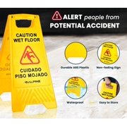 Alpine 24 Inch Caution Wet Floor Sign - Bilingual Safety Warning Sign to Easily Avoid Slippery Accidents in Businesses & High Traffic Areas