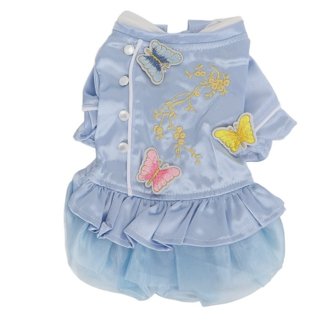 Ropa de estilo chino para mascotas, falda bordada de primavera y verano, ropa Cheongsam para perros adecuada para cachorros y gatos L