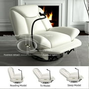 Oversized Power Recliner Chair with Voice Control, Swivel Glider and Bluetooth Speakers, White