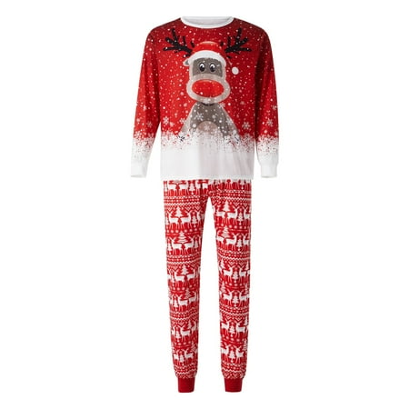 

JUNBYONE Family Outfits Matching Sets Party Pajamas Family Xmas Raglan Shirt Holiday Loungewear